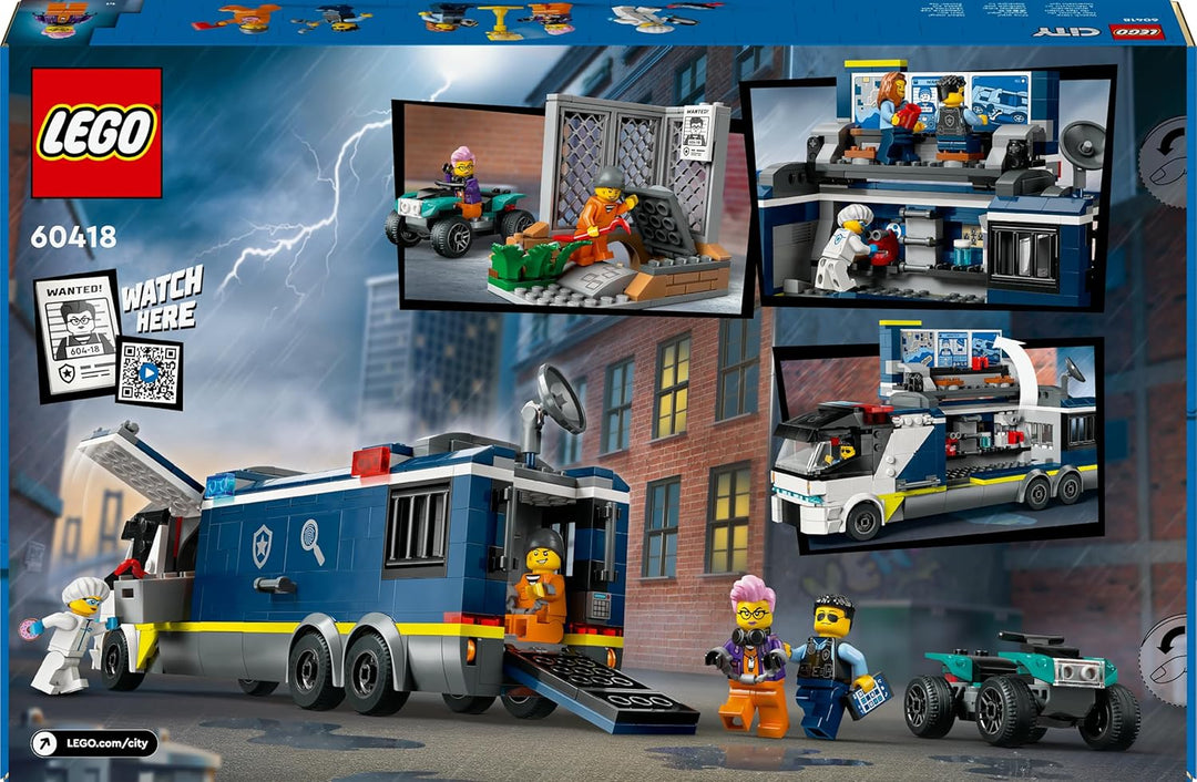 LEGO City Polizeitruck mit Labor, Polizei-Set mit Quad und LKW-Spielzeug für Kinder, Geschenk für Ju