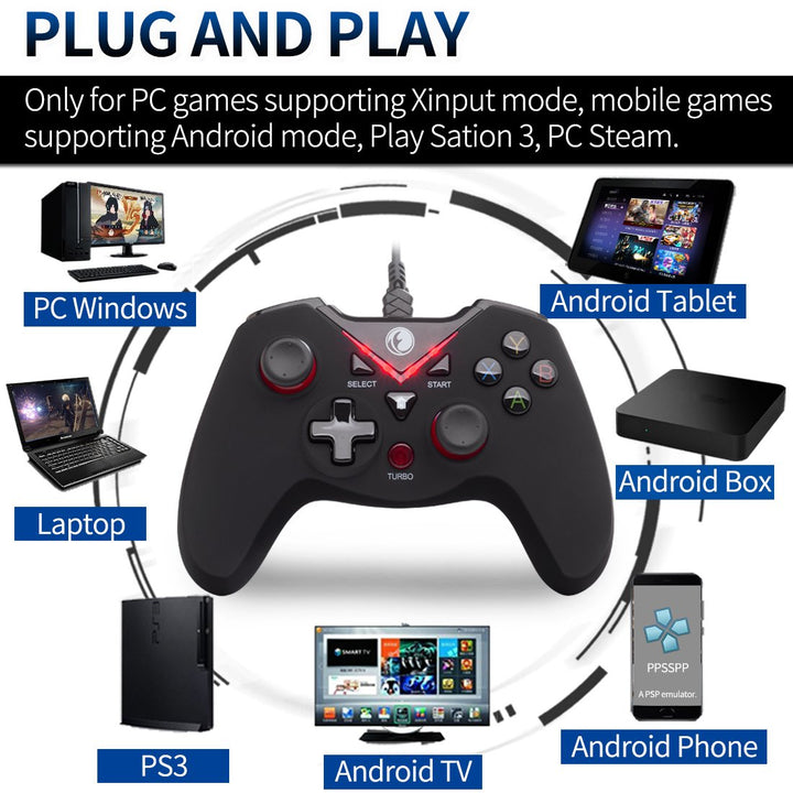IFYOO V-one Wired USB Gaming Controller Gamepad Joystick für PC (Windows XP/7/8/10/11) & Steam & And