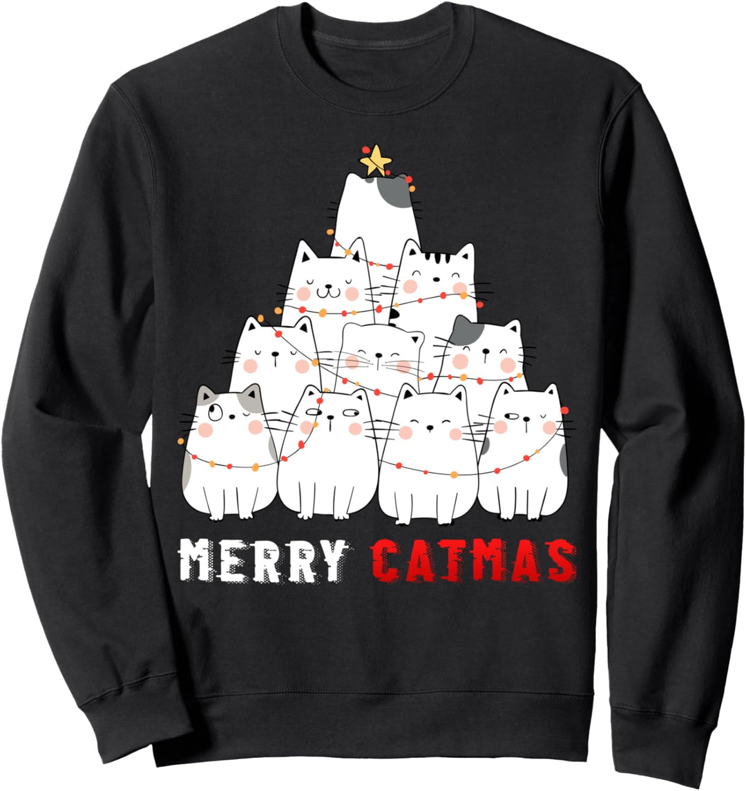 Funny Christmas Cat Tree - Merry Catmas Sweatshirt