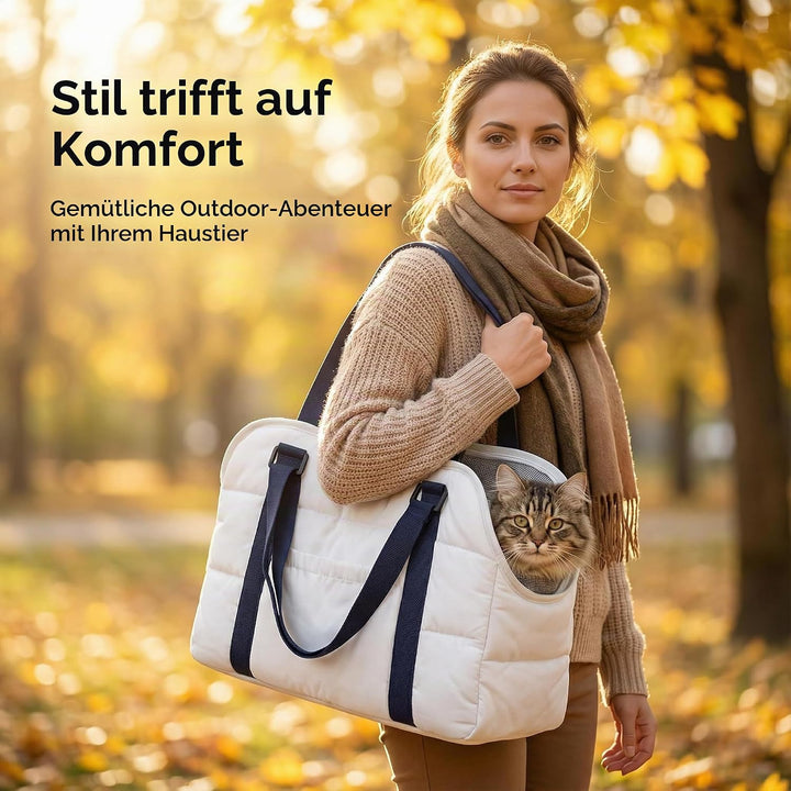 Handtaschen für kleine Hunde, Hundetragetaschen mit sicherem Geschirrclip, gepolstertem Baumwollinne