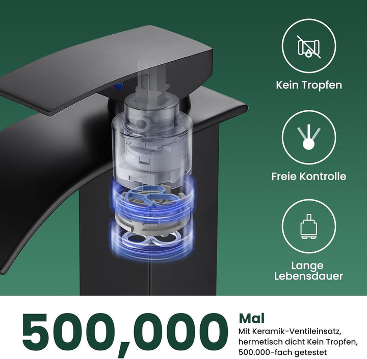 Wasserhahn Bad, Wasserfall Waschtischarmatur Bad, Mischbatterie Waschbecken für Badzimmer, Einhandmi