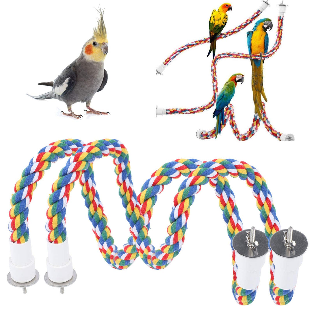 2 Stück Bird Chew Rope Bunt Gefärbte Vogel Barsch Stand Baumwolle Vogel Leiter Spielzeug für Papagei