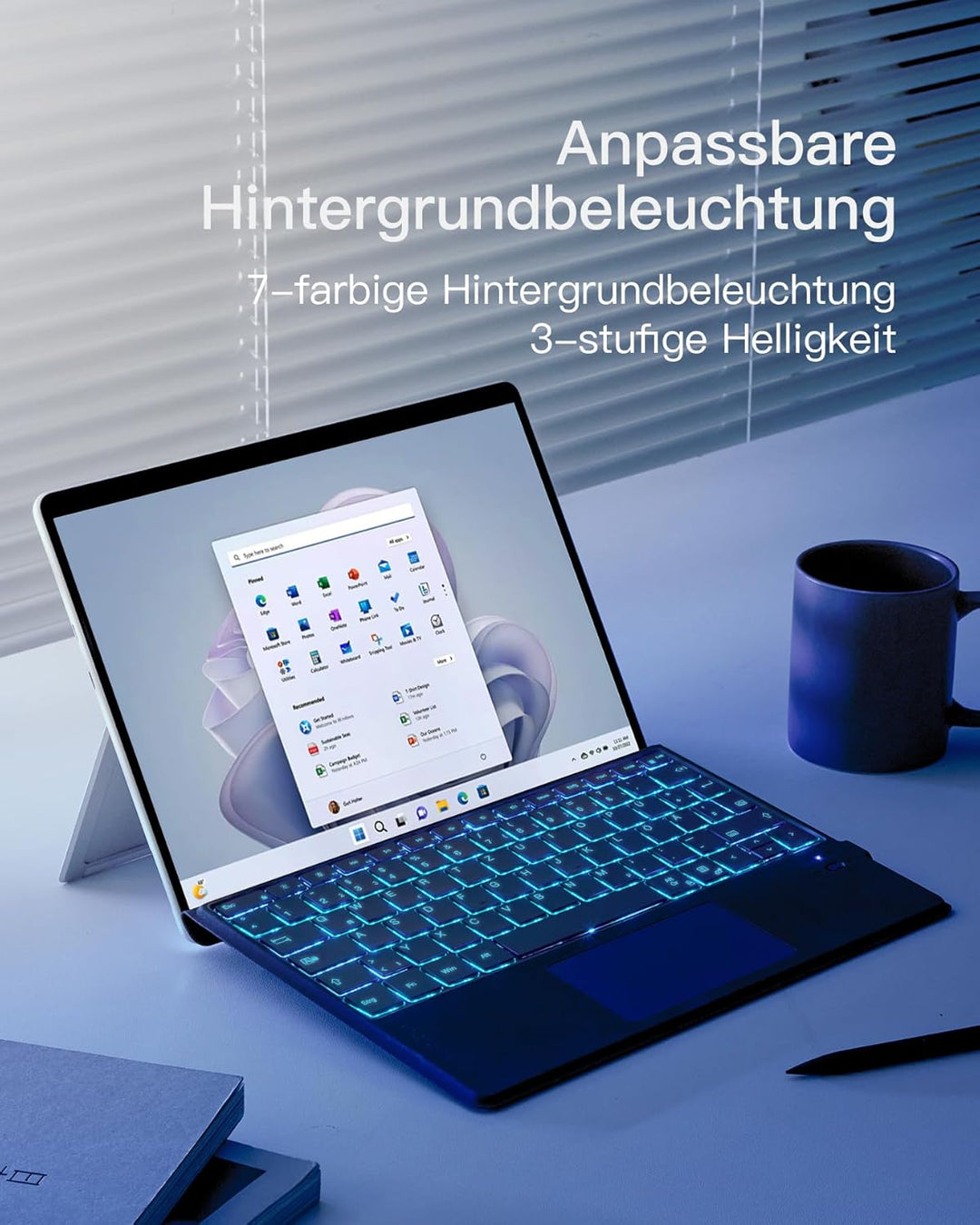 Inateck Surface Pro 11 Tastatur,Kompatibel mit Surface Pro 11/10/9/8/X, KI-Funktion,Tastatur mit Tou