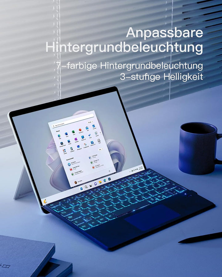 Inateck Surface Pro 11 Tastatur,Kompatibel mit Surface Pro 11/10/9/8/X, KI-Funktion,Tastatur mit Tou