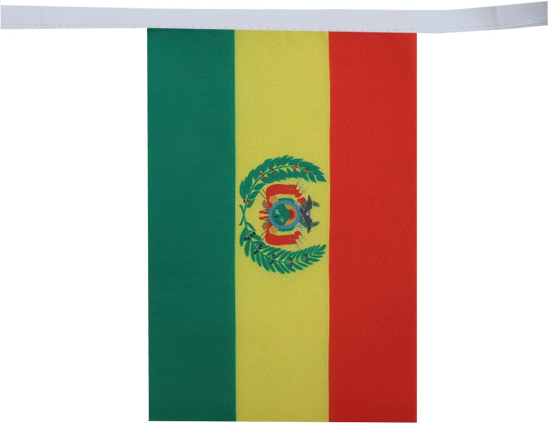 AZ FLAG FAHNENKETTE BOLIVIEN 12 Meter mit 20 flaggen 45x30cm- BOLIVIANISCHE Girlande Flaggenkette 30