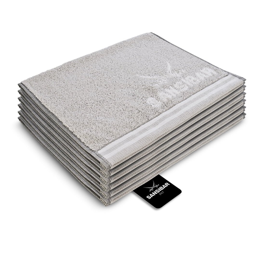 Sansibar Gästetuch Doubleface 6er 30x50 cm Handtuch Seiftuch Zweifarbig 100% Baumwolle Gestreifte Bo