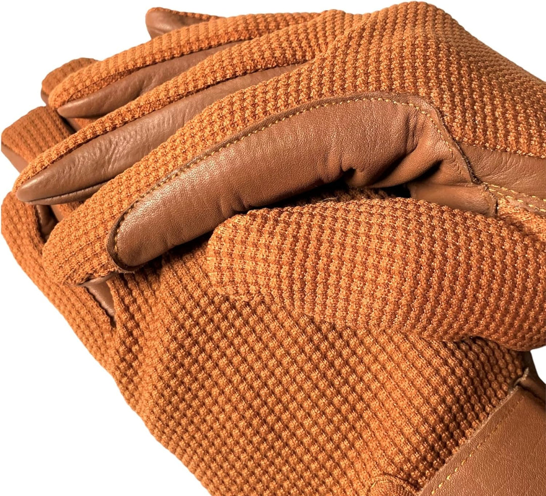 mustang eq Damen Reithandschuhe aus echtem Leder und Baumwolle, Premium-Qualität in Hellbraun, S