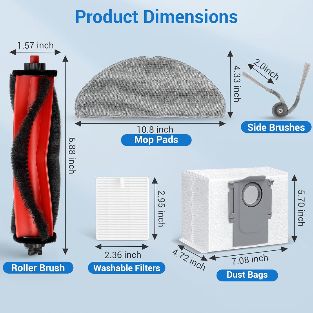 28 Stück Zubehör für Roborock Q7 L5+, Q7 M5 Saugroboter Ersatzteile, 2 Hauptbürsten, 6 HEPA-Filter,