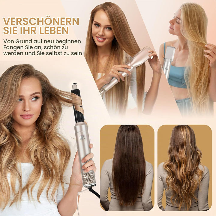 Litinliv 6 In 1 Lockenstab,Hairstyler 6 in 1 Hair Styler set,Lockenstab Warmluft Curler,1000W Haarst