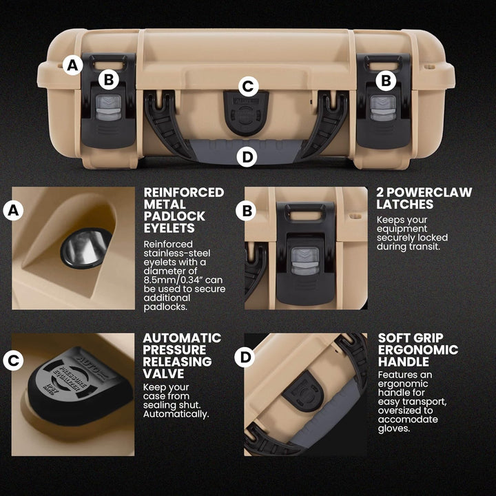 Nanuk 909 Wasserdichter Hartschalenkoffer Mit Plüschschaumeinlage - Braun Tan Würfelförmiger Schaums