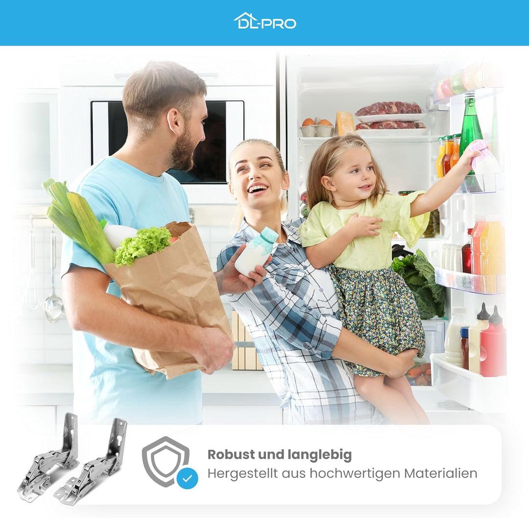 DL-pro Türscharnier Set oben + unten für Bauknecht Whirlpool 481231018626 Scharnier Kit Hettich für