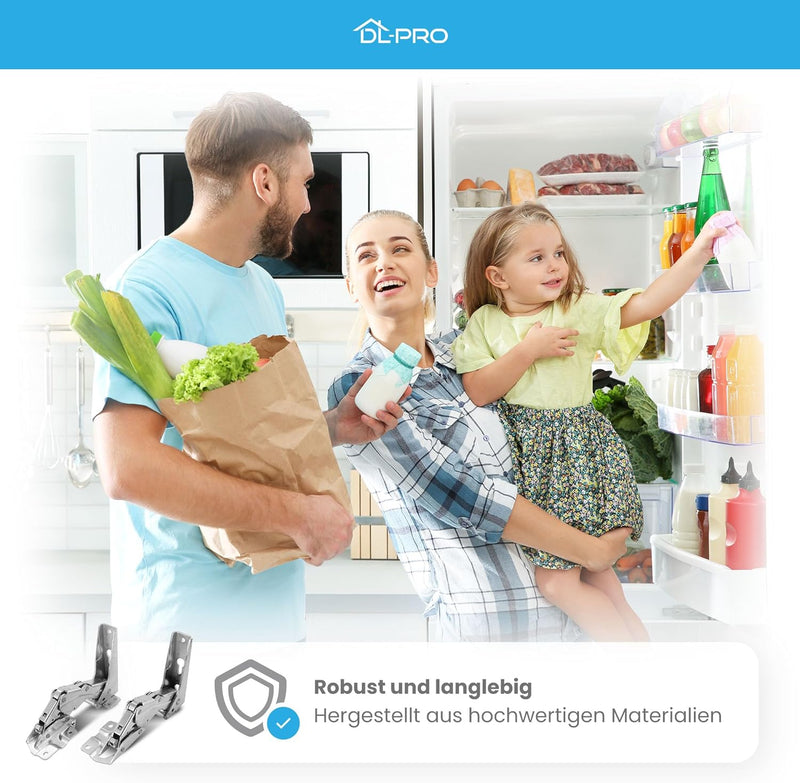 DL-pro Türscharnier Set oben + unten für Bauknecht Whirlpool 481231018626 Scharnier Kit Hettich für