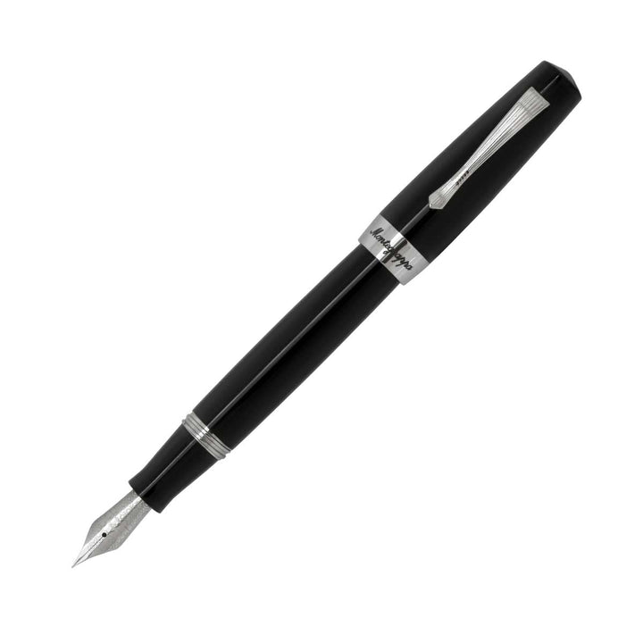 Montegrappa Elmo 02 Füllfederhalter aus Edelstahl in der Farbe Jet-Black Federstärke: F, Länge: 14,2