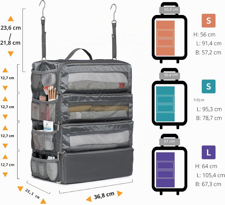 Koffer-Organizer, Reisetaschen-Organizer für Gepäck, Kompressions-hängende Packwürfel für Reisen, Ha