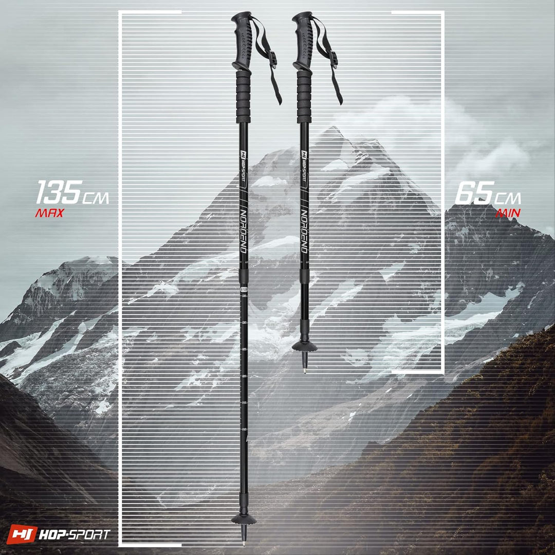 Hop-Sport Trekkingstöcke HS-0135TP Nordic Walking Wanderstöcke Set Anti Schock Teleskop Schwarz, Sch