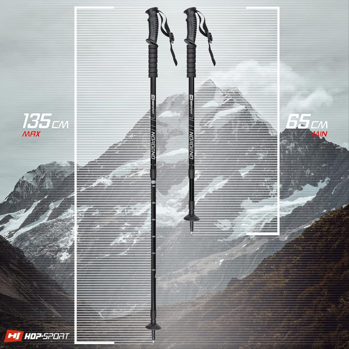 Hop-Sport Trekkingstöcke HS-0135TP Nordic Walking Wanderstöcke Set Anti Schock Teleskop Schwarz, Sch