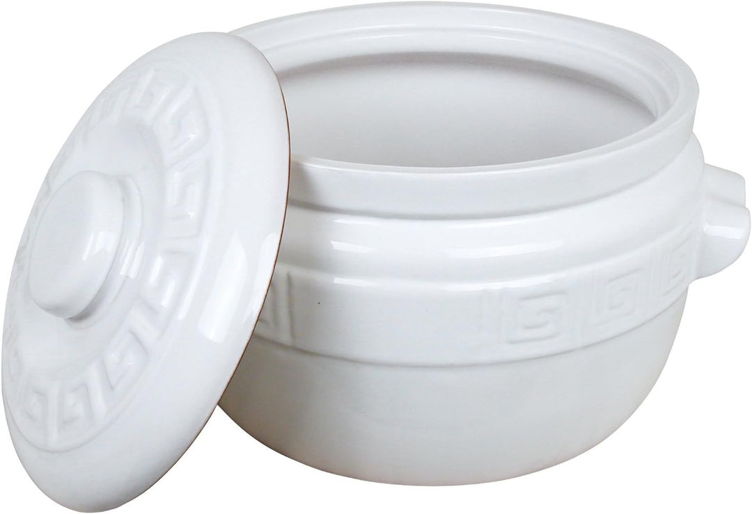 K&K Keramik Kartoffeltopf/Zwiebeltopf 5 Liter - weiss glasiert aus Steingut-Keramik