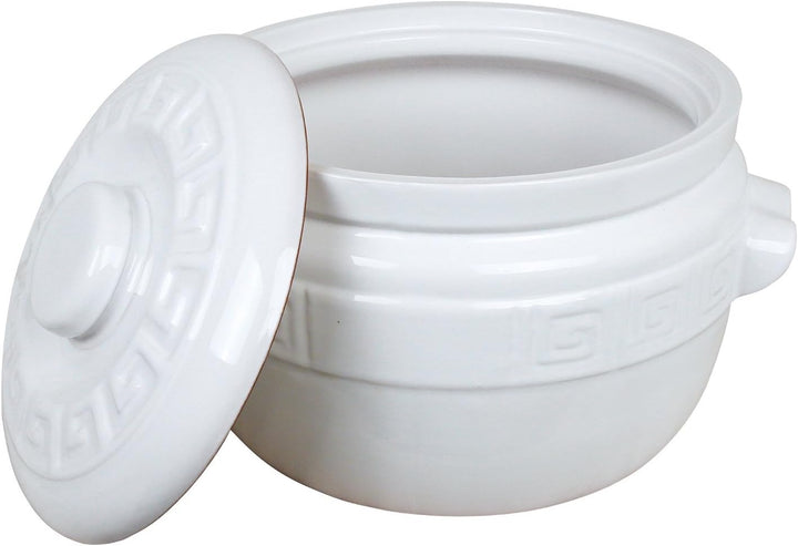 K&K Keramik Kartoffeltopf/Zwiebeltopf 5 Liter - weiss glasiert aus Steingut-Keramik
