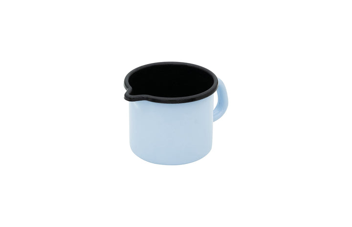 Riess, 0038-028, BACKEMAILLE BLAU, Schnabeltopf, 9cm Durchmesser, Volumen 0.5 Liter, Emaille, hellbl