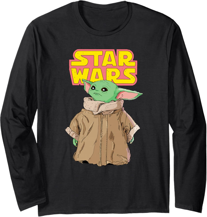 Star Wars Logo The Mandalorian The Child Cute Comic Langarmshirt
