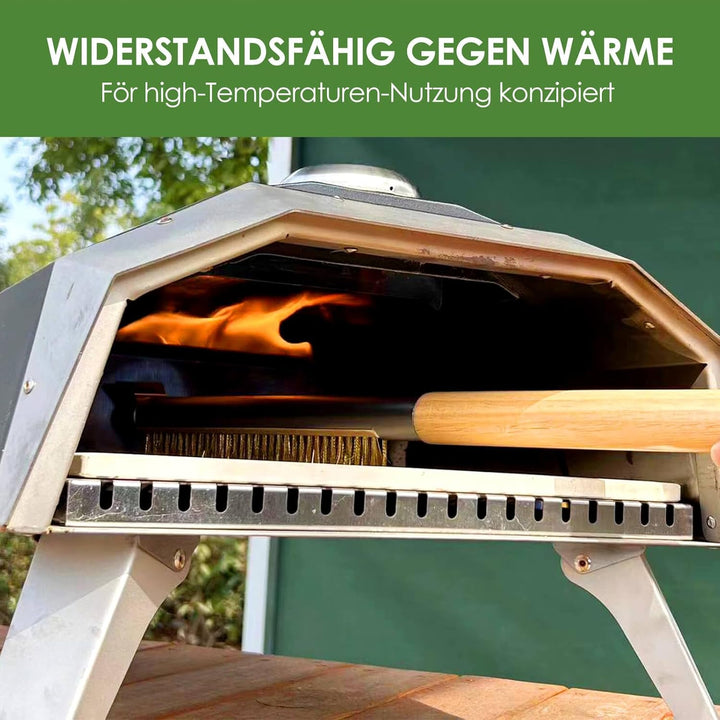 Profi Pizzaofen-Bürste 52cm mit Edelstahlschaber und Messingborsten – Ideal für Outdoor- und Indoor-
