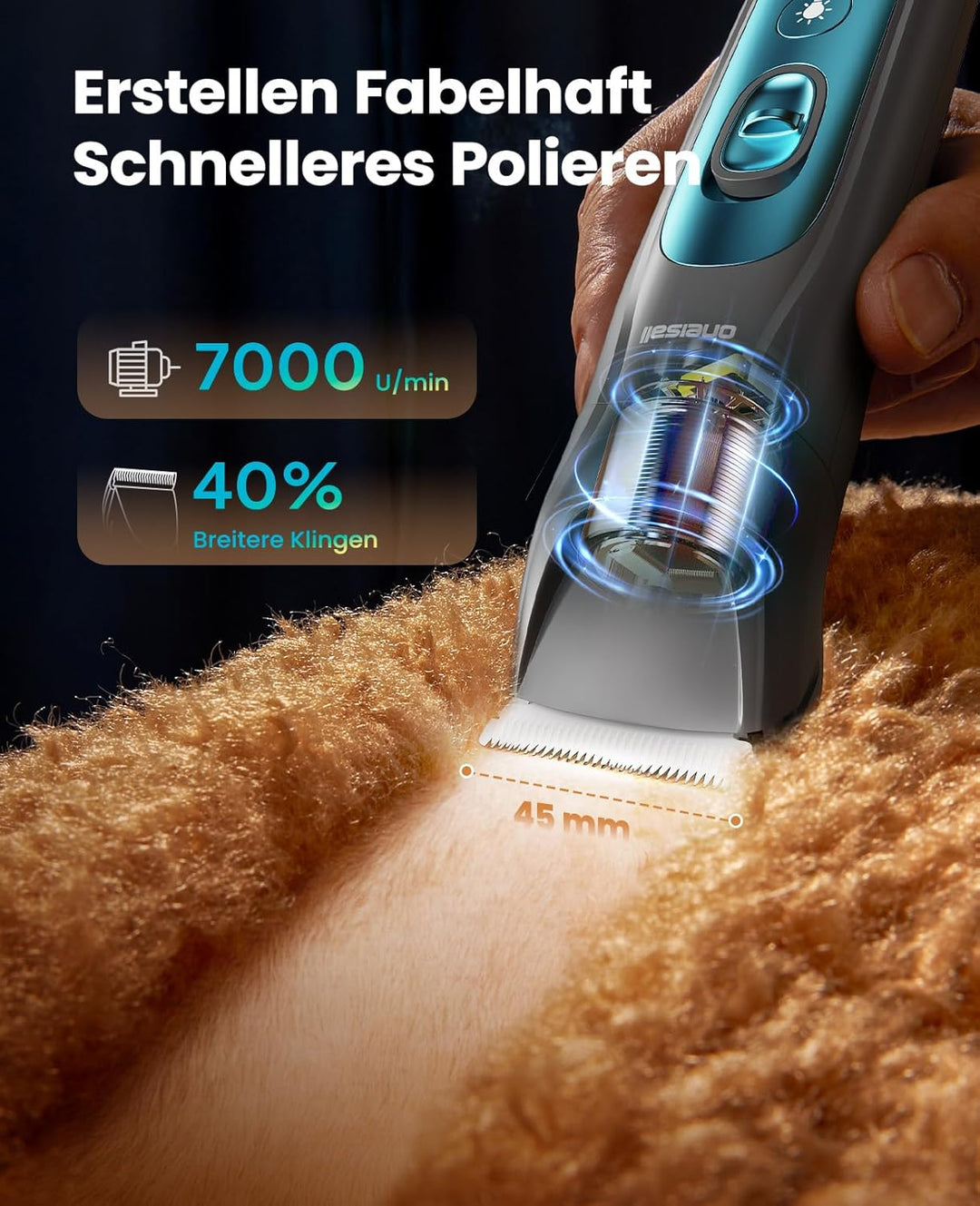 oneisall Pfotentrimmer für Hunde mit LED-Licht, Leise Hundepfoten Trimmer Paw Trim Pro dr Pfoten, Wi