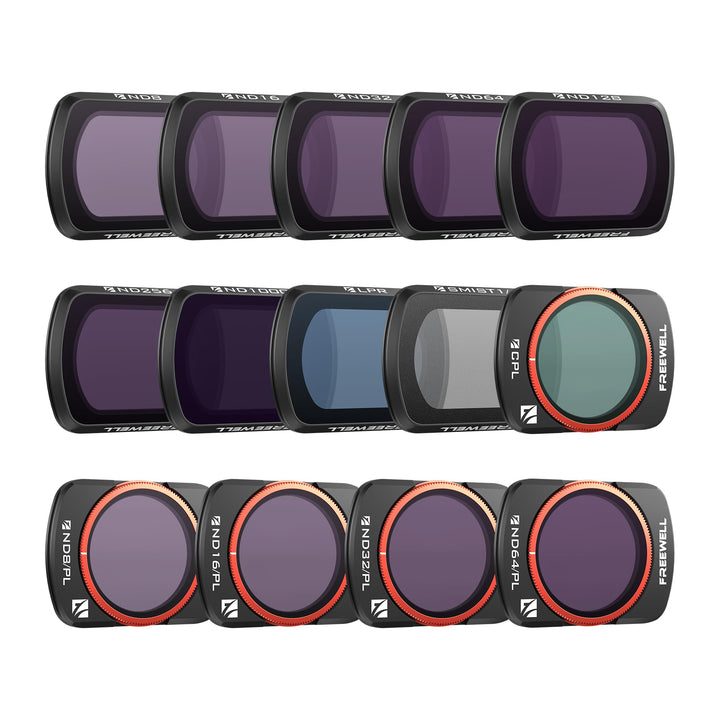 Freewell QuickSwap ND, ND/PL, CPL, Snow Mist 1/4, Lichtverschmutzungsfilter, 14er-Pack, Mega-Kit für