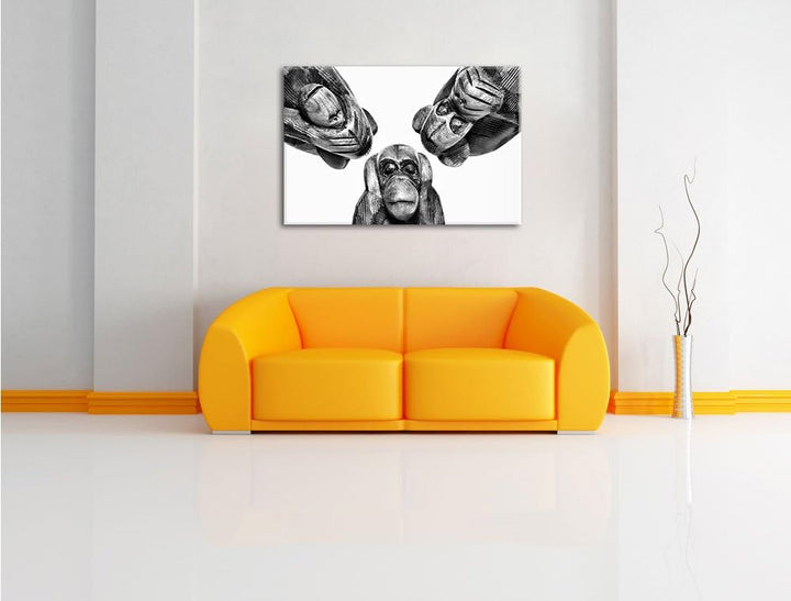 Pixxprint hören Nichts sehen Nichts Sagen als Leinwandbild/Grösse: 100x70 / Wandbild/Kunstdruck/fert