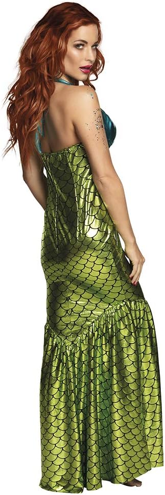 Boland - Kostüm für Erwachsene Meerjungfrau, langes, glänzendes Neckholder-Kleid, Nixe, Fabelwesen,