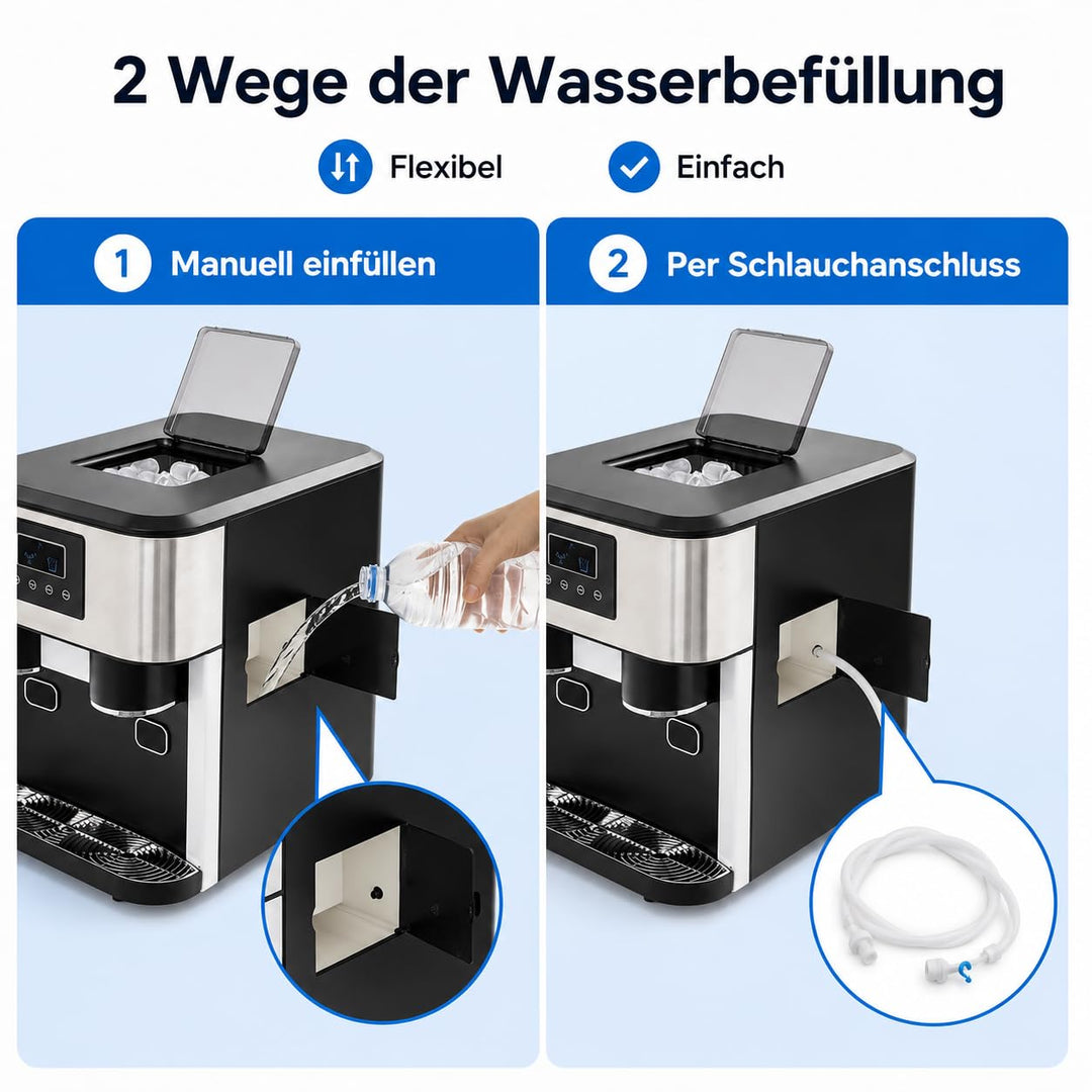 3-in-1 Eismaschine Wasserspender Eiswürfel &amp; Eiscrusher LCD 7-9 Min 16 Eis | 16 Kugel-Eis pro Zyklus