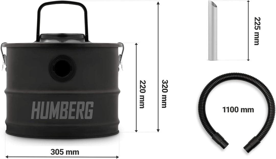 Humberg 15L 1200W HM-404 Trockensauger für Asche und Schutt Beutellos