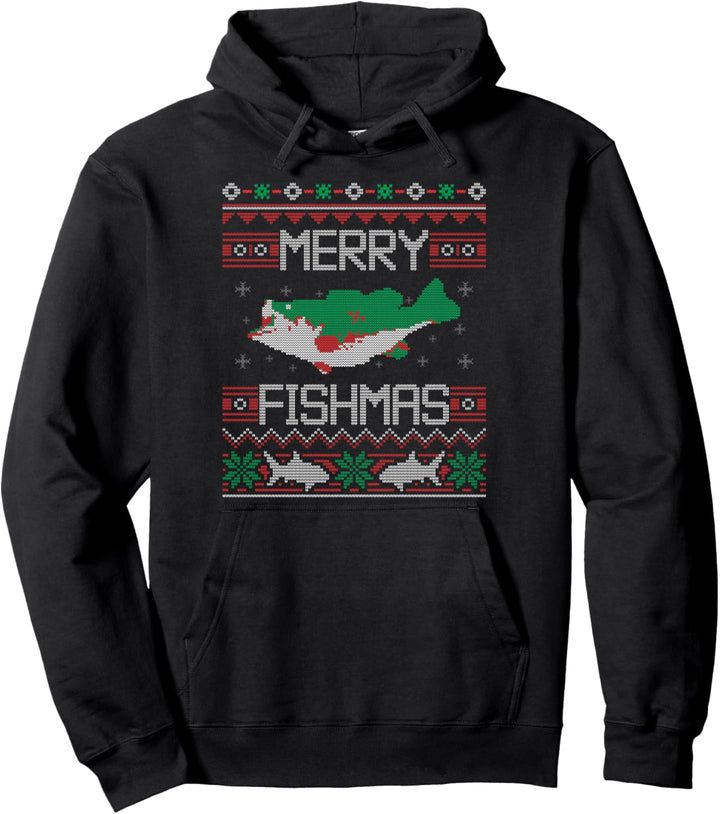 Merry Fishmas Fisch Angeln Angler Ugly Christmas Sweater Pullover Hoodie
