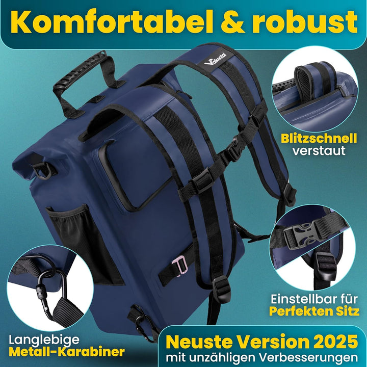 Valkental® 3in1 Fahrradtasche [Bis 25L] - Das Original - Geeignet als Gepäckträgertasche, Rucksack u