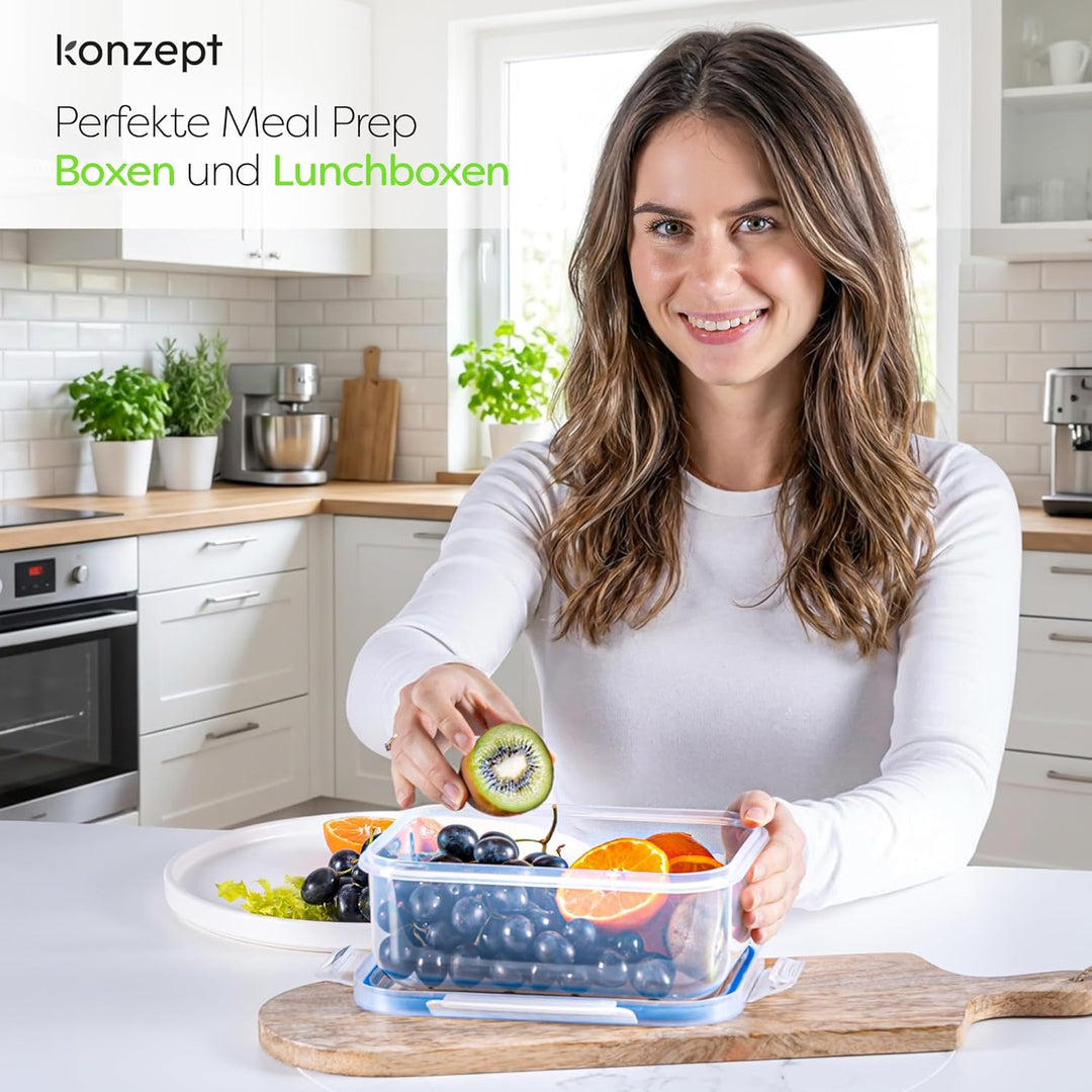 KONZEPT Vorratsdosen mit Deckel Luftdicht 2 L Set 6 Stk. Meal Prep Boxen BPA-frei, Küchen Organizer