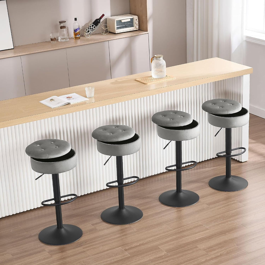 WOLTU Barhocker 2er Set, Sitzhocker mit Stauraum, Hocker höhenverstellbar 360° drehbar, Drehhocker f