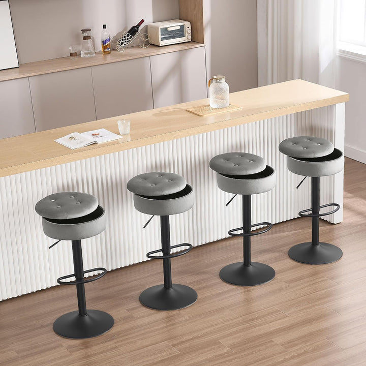 WOLTU Barhocker 2er Set, Sitzhocker mit Stauraum, Hocker höhenverstellbar 360° drehbar, Drehhocker f