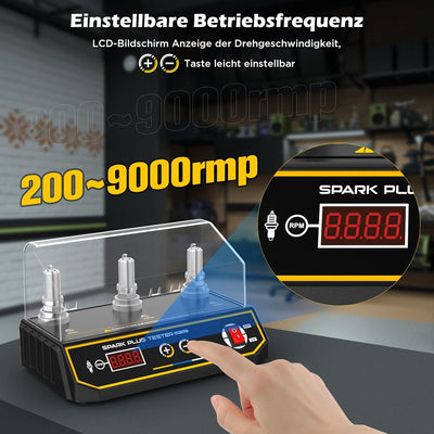 3-Loch Zündkerzen Tester, 220 V Zündfunkenprüfer mit LCD-Display, Zündungsprüfer einstellbare Arbeit