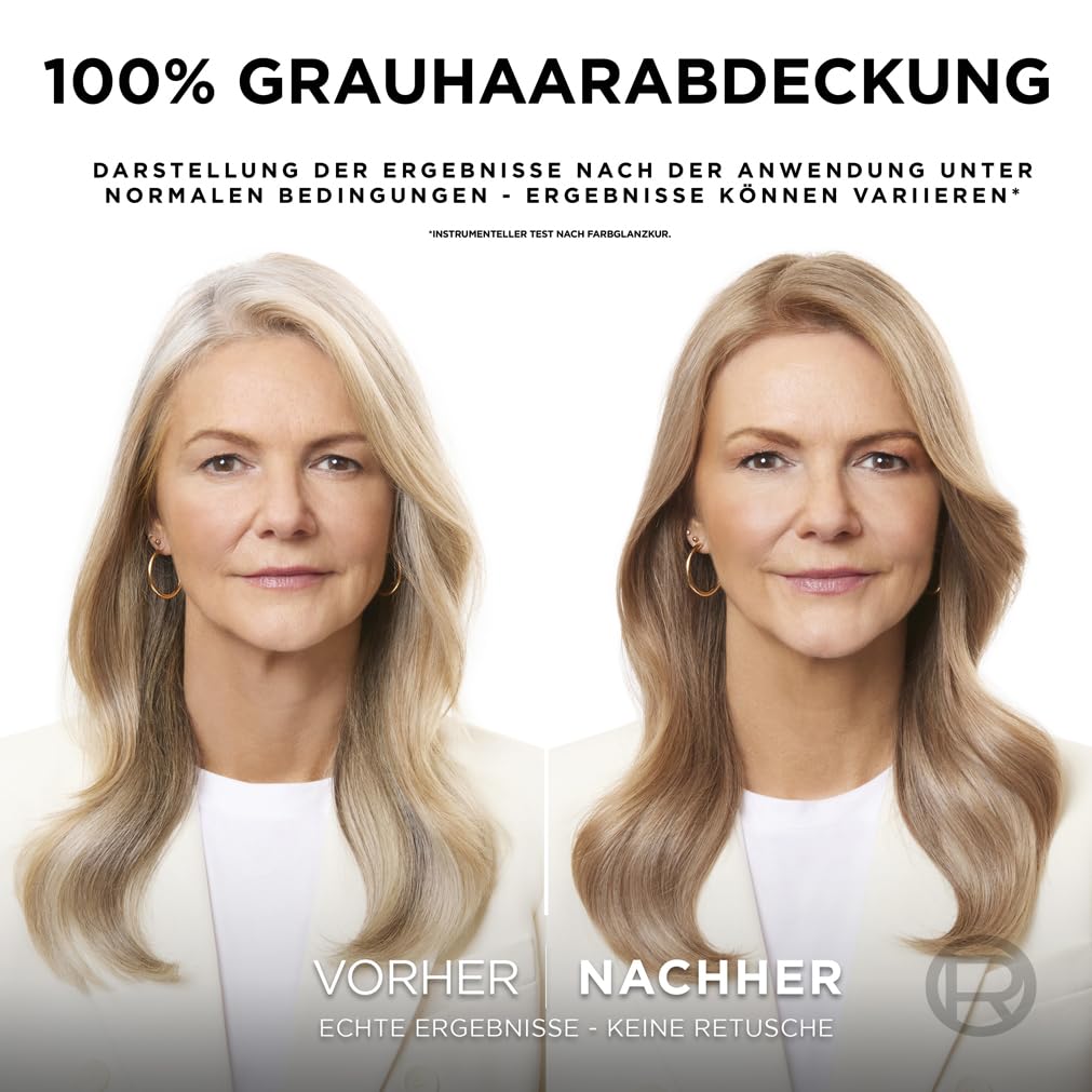 L'Oréal Paris Permanente Haarfarbe, 100% Grauhaarabdeckung, Haarfärbeset mit Coloration, Shampoo und