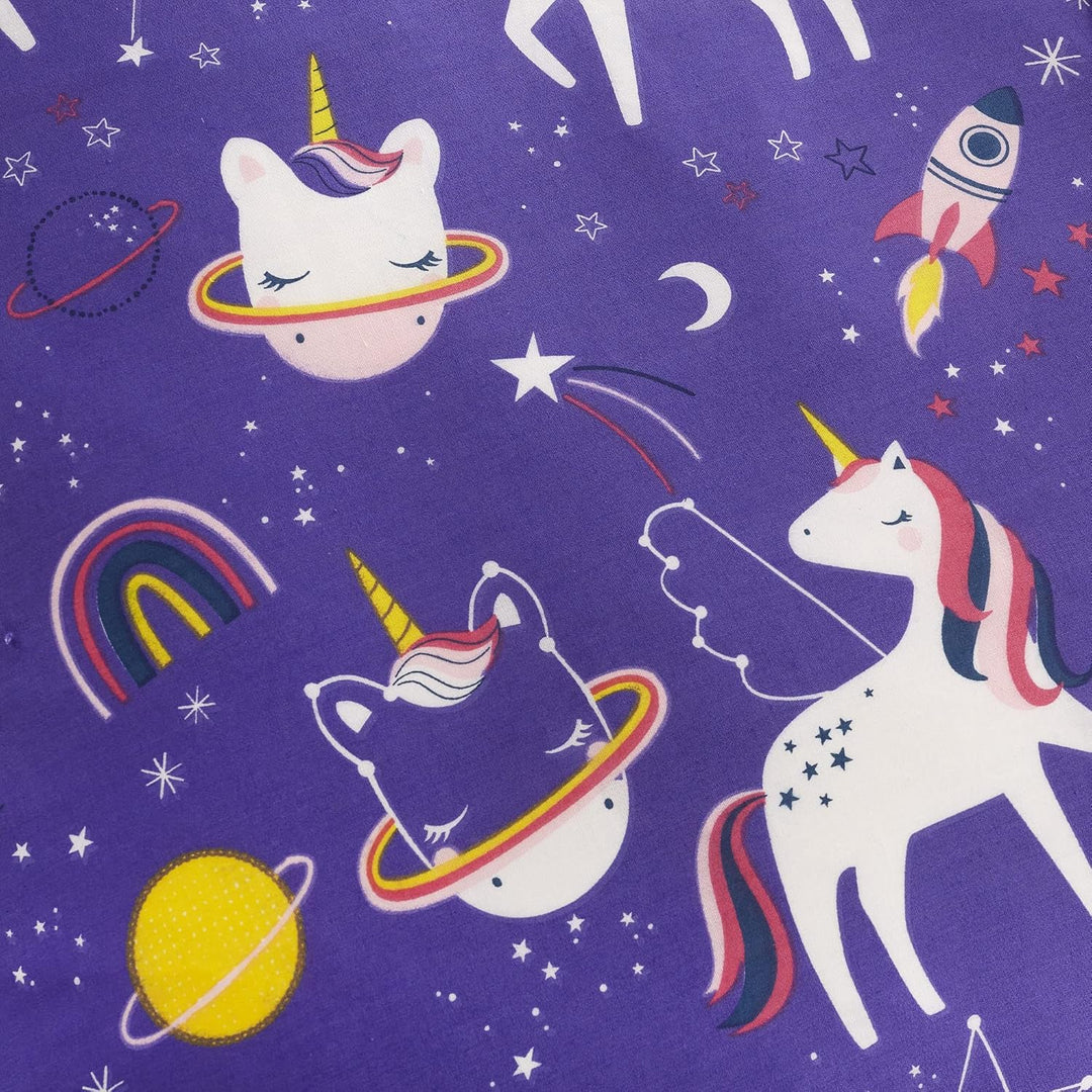 Happy Linen Company Wendbares Bettwäsche Set für Mädchen, Einhorn, Violett Bettbezug-Set für Kleinki
