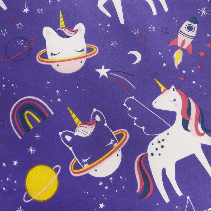 Happy Linen Company Wendbares Bettwäsche Set für Mädchen, Einhorn, Violett Bettbezug-Set für Kleinki