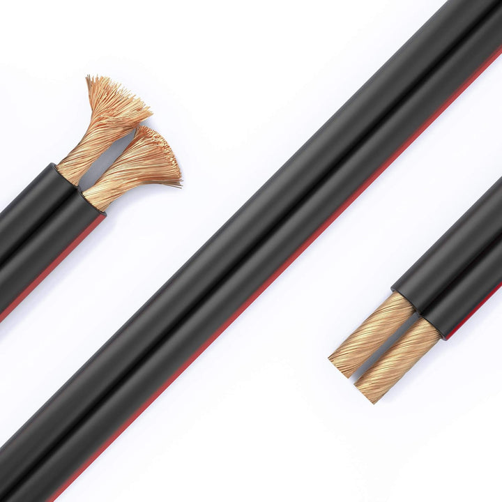 PureLink Lautsprecherkabel OFC 2x2,50mm² (0,20mm), 30,0m, schwarz mit roter Kennlinie, Set mit 8 Ban