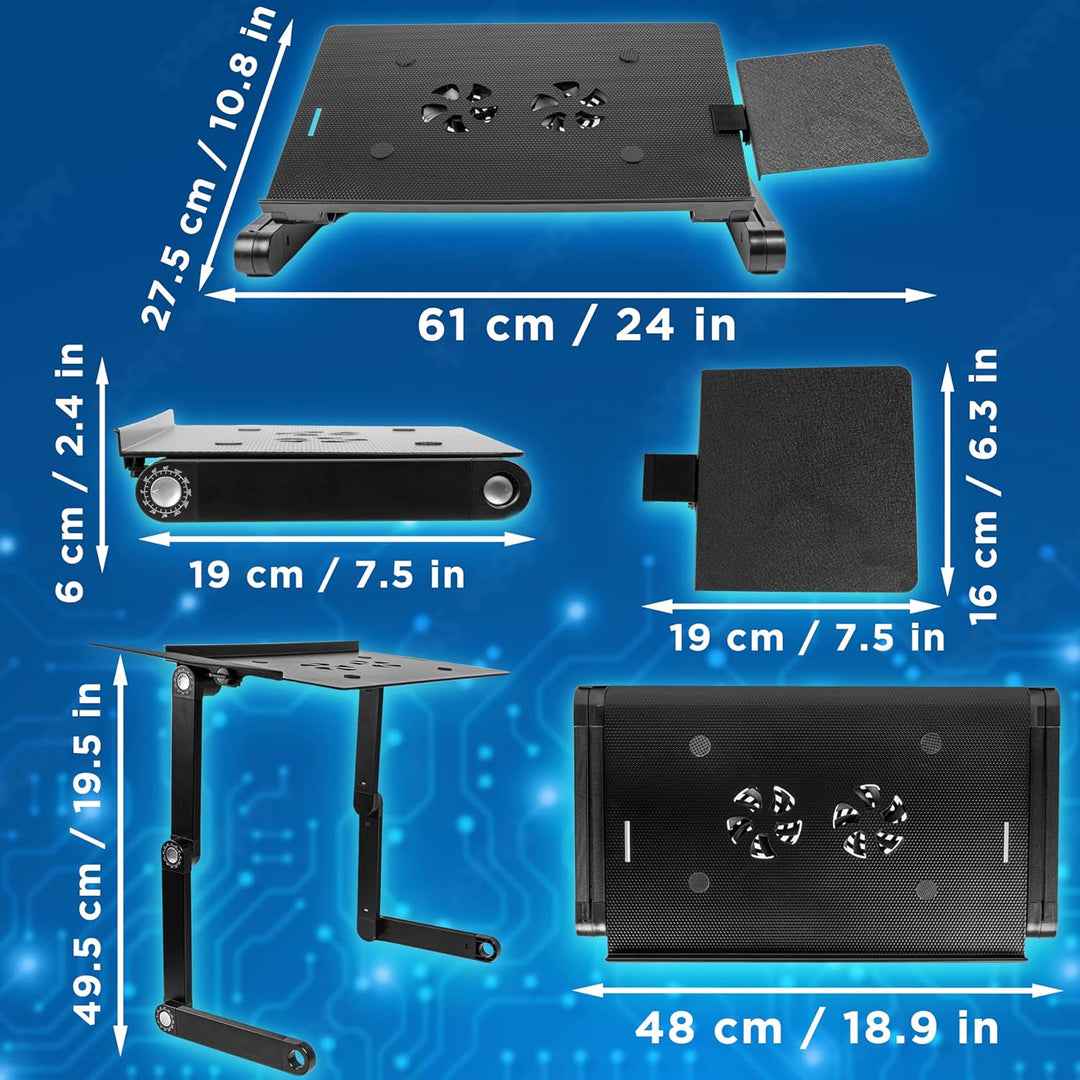 Duronic DML141 höhenverstellbarer Laptopständer mit Laptopkühler und Mousepad, Erhöhung für Laptop b