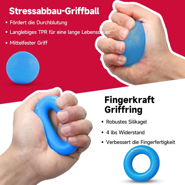 FitBeast Handtrainer Trainingsset (5-teilig), 2 Unterarmgriff Einstellbare Widerstand Handgreifer, F