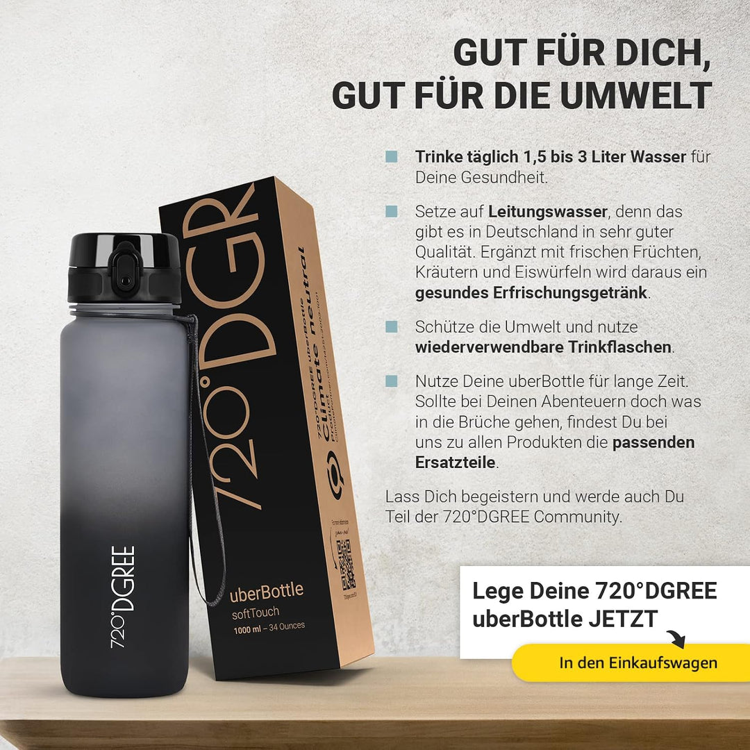 720°DGREE Trinkflasche “uberBottle“ +Sieb - 350ml, 500ml, 650ml, 1000ml, 1,5l, 2l - BPA-Frei - Wasse