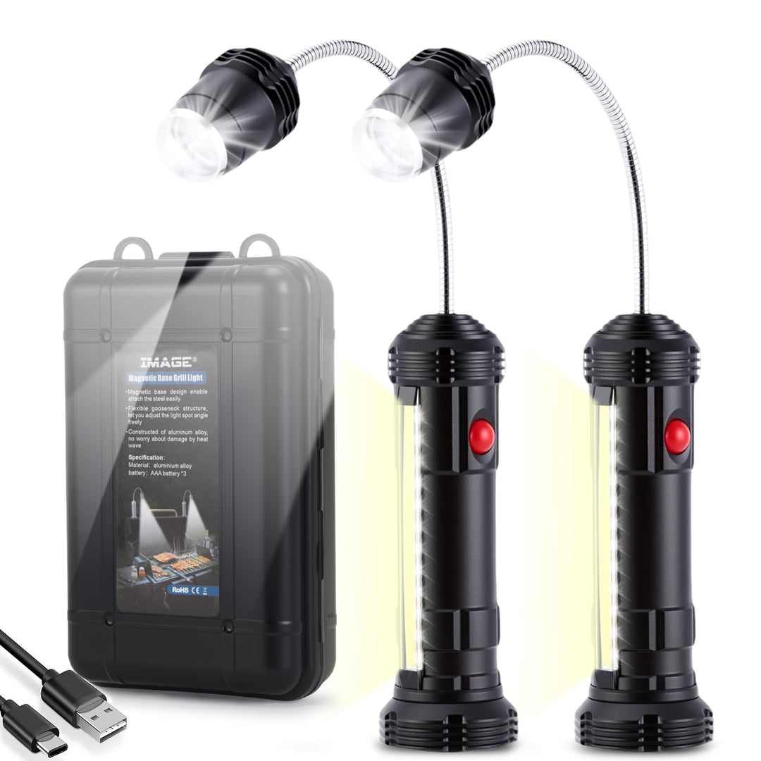IMAGE Grill Licht 2 Stück wiederaufladbar magnetische Grilllampe mit Beleuchtung für BBQ Picknick Ou