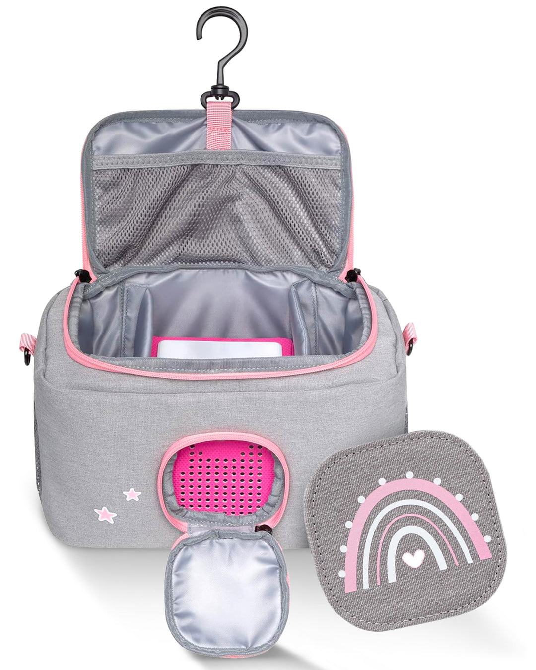 JP Journey Tasche für Toniebox Mädchen - für Figuren und Box im Auto und für die Reise (Grau-Rosa Re