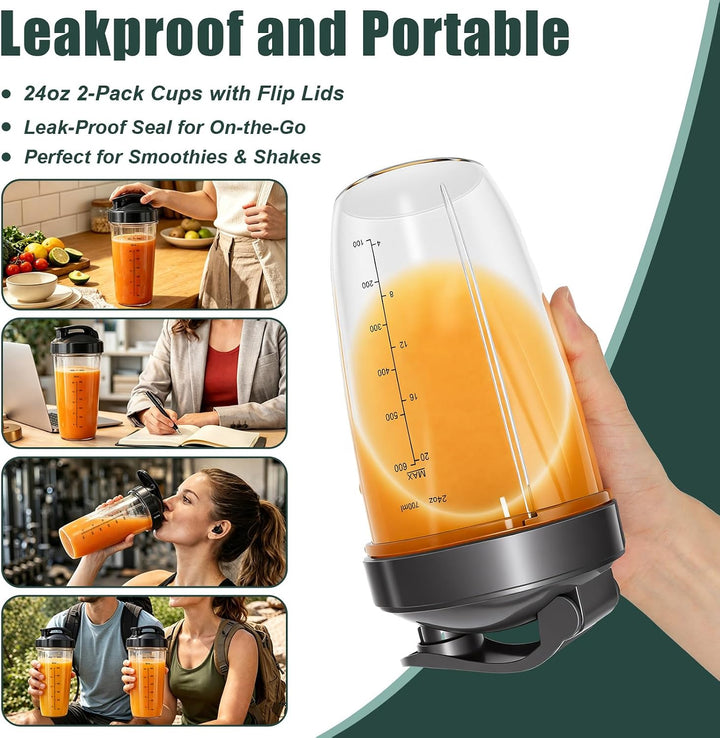 Entsafterbecher Kompatibel mit Nutribullet 600W/900W Mixer 710 ml – 4-teilig, 710 ml – 4-teilig