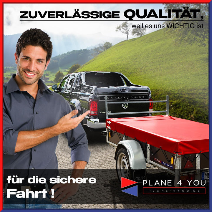 Anhängerplane nach Dein Mass in Diverse Farben Premium PVC-Planenstoff 680g/m² (Aussenmass: bis 2.80