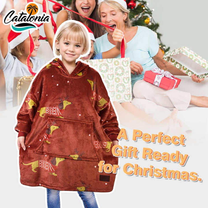 Catalonia Classy Kinder Hoodie Decke, übergrosse Kuschel Hoodie Kinder, Mädchen Jungen Kuschel Fleec