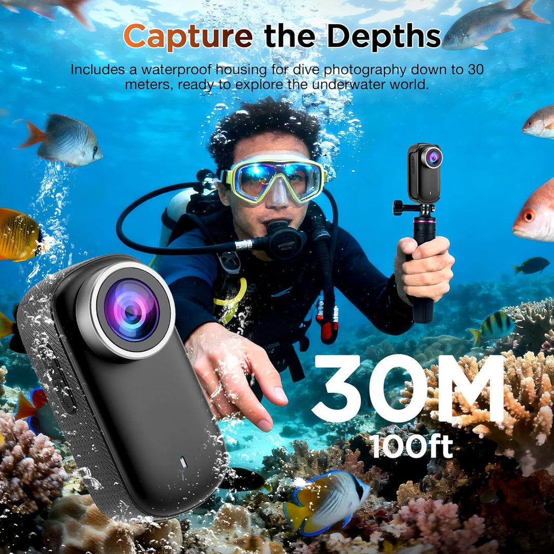 4K Action Kamera Mini Bodycam mit 180° Drehbarem Bildschirm, Magnetische Freihändig POV Kamera mit 6